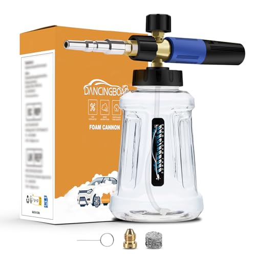 Dancingboar Garrafa de cano de espuma de neve para Nilfisk ALTO/Kranzle/Wap, cano M22-14 mm, pulverizador de sabão ajustável, garrafa de espuma F de 1 l, pistola de espuma para máquina de lavar