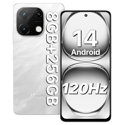 UMIDIGI Smartphone Android 14, 8(4+4) GB+256GB/1TB TF telemóvel, 120Hz 6,8" HD + telemóvel, Bluetooth 5.2, 5000 mAh, Octa Core, 4G Dual SIM/Face ID/Fingerprint/13MP/GPS