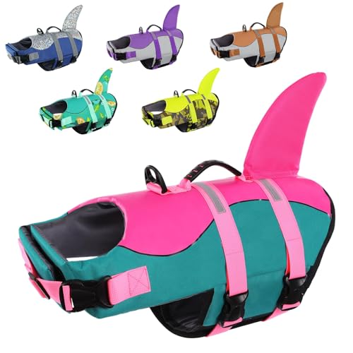 CITÉTOILE Colete flutuante cão tubarão, colete salva-vidas camuflagem cão grande, salva-vidas flutuante cão, colete de água cão, Dog Life Jacket Vest com pega para desportos aquáticos