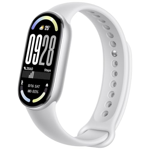 Xiaomi 2025 Smart Band 10 - Autonomia de até 21 dias, 1,72 polegadas, AMOLED com taxa de atualização de 60 Hz, sonho, stress, SpO2, monitor de frequência cardíaca, 5 ATM, Mi Fitness, prata (ver) São
