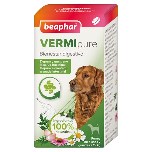Beaphar VERMIpure Comprimidos naturais para cães, 15 kg, médio e grande, 50 comprimidos