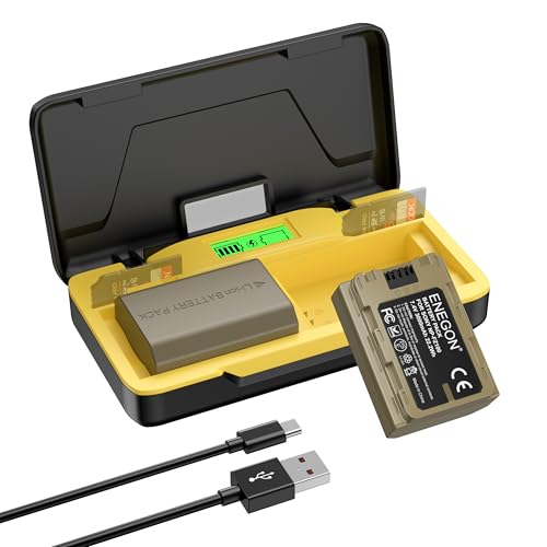 ENEGON Carregador rápido de 20 W para NP-FZ100 com compartimento duplo e 2 baterias (2 x 3000 mAh), compatível com Sony A7 IV /A7III / A7R IV / A7R V / A9 / A9R / A6700 / A6600 / FXX 3 / FX33 0 – Ecrã