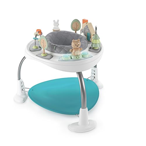 Ingenuity, Spring & Sprout, Centro de atividades 2 em 1, First Forest, centro de jogos e mesa de jogos com almofada de salto, luzes, sons e 11 atividades interativas, a partir dos 6 meses