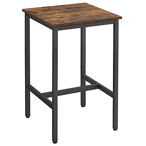 VASAGLE Mesa de bar, mesa quadrada alta, estrutura de aço resistente, 60 x 60 x 92 cm, fácil de montar, para sala de estar, cozinha, estilo industrial, castanho rústico e preto LBT25X