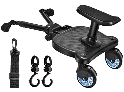 Tábua do carrinho com assento, Vihir Patin carro bebé universal, Buggy Board para a segunda criança, acessório para crianças de 2 a 6 crianças (25 kg), vem com 2 ganchos para carrinho de bebé