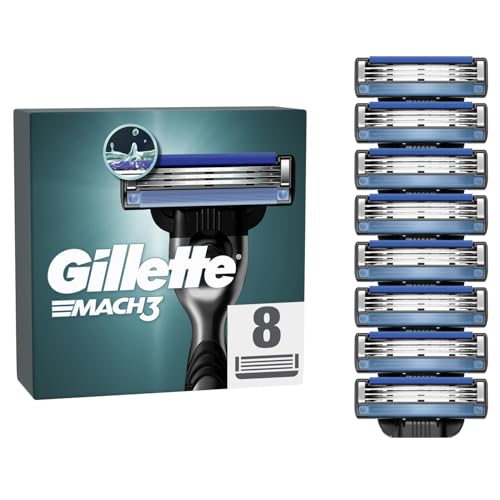 Gillette Mach3 Lâminas de barbear para homem, embalagem de 8 lâminas de substituição (a embalagem pode variar)