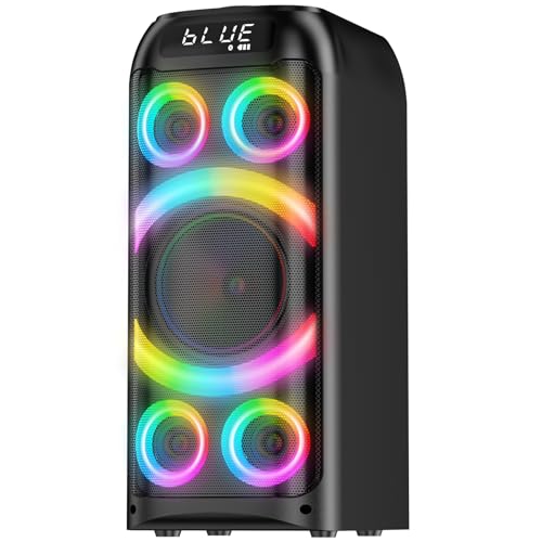 BOHINI Altifalante Bluetooth 160 W potência máxima, som estéreo potente Bassi Profondi altifalantes portáteis grandes para festas com subwoofer, emparelhamento TWS, luz LED dinâmica para festas