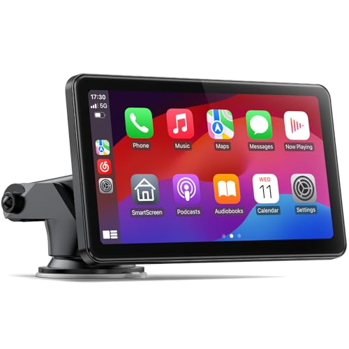 LAMTTO Carplay sem fios Android Car Display 7 polegadas rádio portátil do carro com ecrã tátil ecrã do carro Android com Bluetooth ligação espelho navegação assistente Siri e G00gle