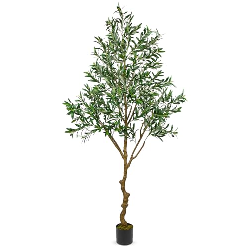 Oairse 210 cm oliveira artificial planta artificial plantas artificiais grandes plantas artificiais plantas falsas plantas de plástico em vaso, árvore artificial como real para decoração de casa,