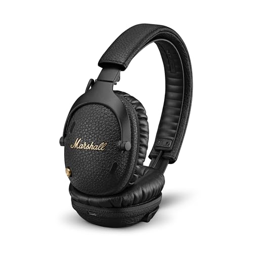 Marshall Monitor III ANC Auriculares com cancelamento ativo de ruído, sem fios Bluetooth, 70 horas de reprodução - preto