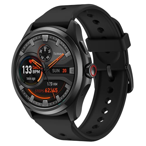 Ticwatch Pro 5 relógio inteligente Android Snapdragon W5 Gen 1 Wear OS - até 80 horas de automonomia - monitorização de saúde e fitness - resistência à água 5 ATM - não compatível com iPhone