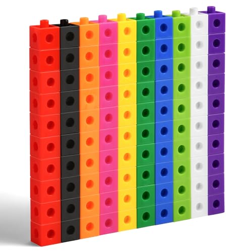 HOTUT Cubos para jogo matemático, 100 peças, contando manipulativos matemáticos, manipuladores de cubos matemáticos, aprendizagem de matemática para primeiros, crianças de 3+ anos