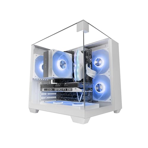 Mars Gaming MC-VISIONM, caixa de jogos compacta MicroATX, vidro temperado tripla, estrutura de câmara dupla, suporte de refrigeração líquido até 240 mm, mini torre PC com ampla capacidade interna