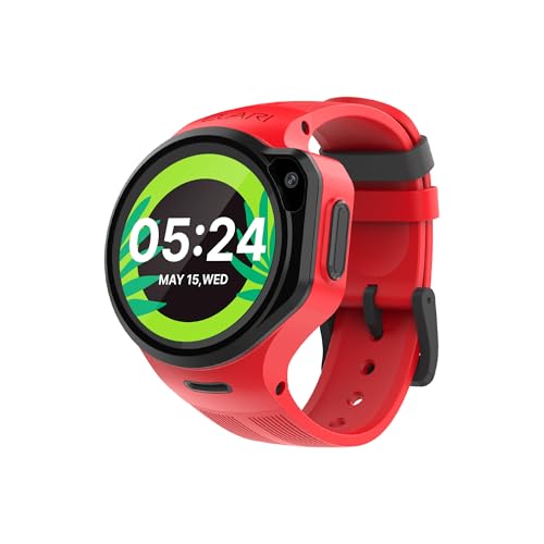 Elari KidPhone 4GR M - Relógio inteligente 4G para crianças com rastreador GPS, mensagens KidGram com conteúdo seguro, chamadas de áudio e vídeo bidirecionais, botão SUS, câmara (vermelho_4GRM)