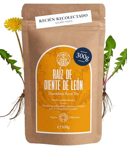 Chá de raiz de dente-de-leão Monte nativo (300 g) - 100% puro e natural, sem aditivos - dente-de-leão como infusão ou presente - chá de ervas aromático - chá de frutas - chá quente ou chá frio