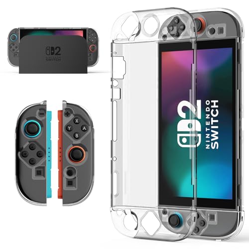 Lmcpa Capa protetora transparente compatível com Nintendo Switch 2 2025, anti-riscos, capa rígida de PC para consola Nintendo Switch 2 e Joy-Cons, transparente