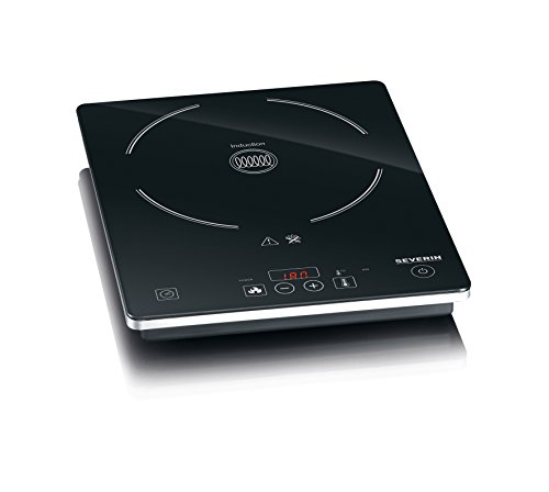 SEVERIN Placa de indução de aquecimento rápido, placa vitrocerâmica portátil, fogão de indução com termostato regulável, preto, 2000 W, KP 1071