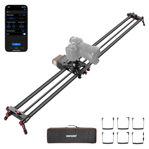 NEEWER Deslizador Motorizado Cámara, App Control Inalámbrico DSLR Deslizador Riel Fibra Carbono con 4400mAh Batería F750 (Cargador No Incluido), Modo Video, Lapso Tiempo Foto