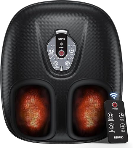 RENPHO Massajador de pés com calor para fascite plantar, portátil amassado Shiatsu, compressão, massajador elétrico dos pés de 3 intensidades
