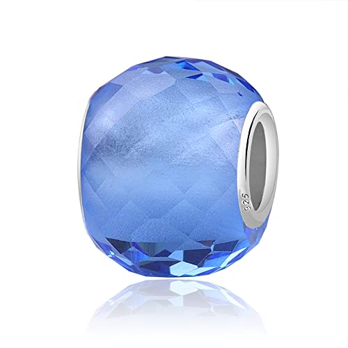 Nbsameng Charm em vidro de murano, pendente transparente para pulseira e corrente para mulher, flor encantos de prata 925%, miçangas compatíveis Pandora Gnoce e Trollbeads
