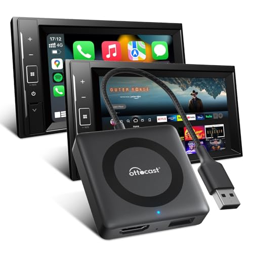 OTTOCAST Car TV Mate Pro, adaptador sem fios CarPlay compatível com TV Sticks e dispositivos HDMI, Wireless Carplay Adapter for iPhone iOS 10+, melhor entretenimento em veículos, plug & Play