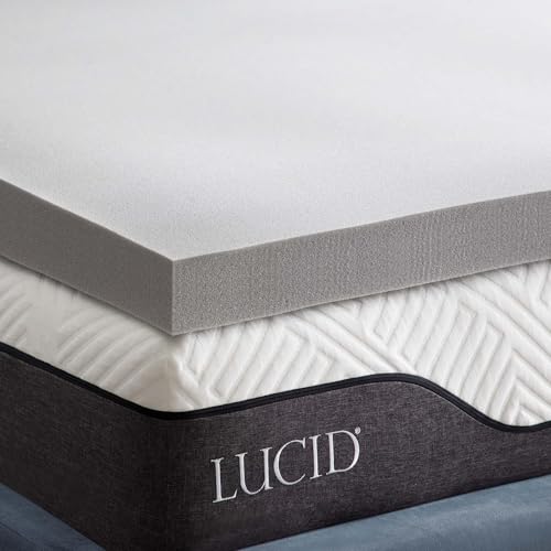 LUCID Sobrecolchão viscoelástico, 135 x 190 cm, com partículas de carbono de bambu, espessura de 7 cm, tampa para colchão