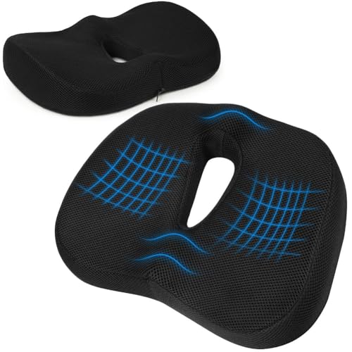 Ainiv Almofada de oxis, almofada de espuma viscoelástica para assento, almofada ortopédica para oxis de espuma de memória, almofada para cadeira de escritório, carro, alívio da dor e da ciática