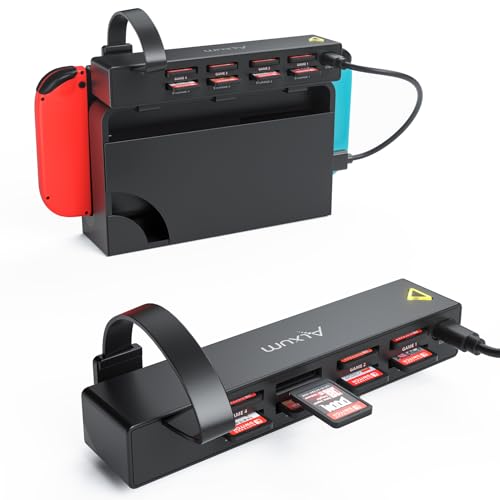 Alxum Switch Game Card Reader, 8 en 1 Portatarjetas Multijuegos Compatible para Nintendo con 4 Gaming Card Switcher y 4 para Almacenamiento