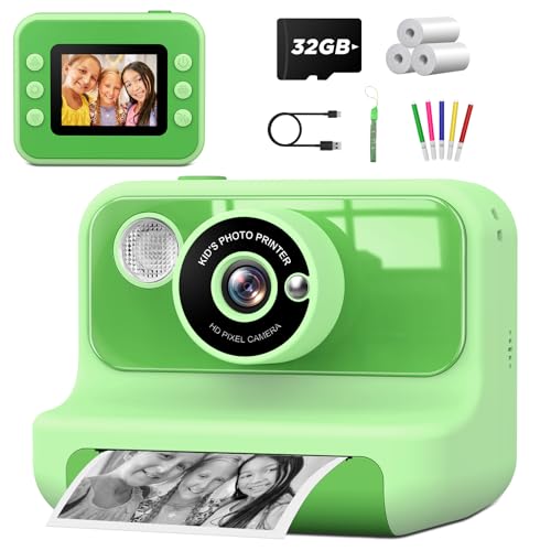 Câmara instantânea para crianças, LETSHAHA 1080P 20MP 10X câmara fotos instantâneas crianças de papel de impressão 3D preto e um cartão de 32 GB, câmara infantil instantânea, presente para crianças de