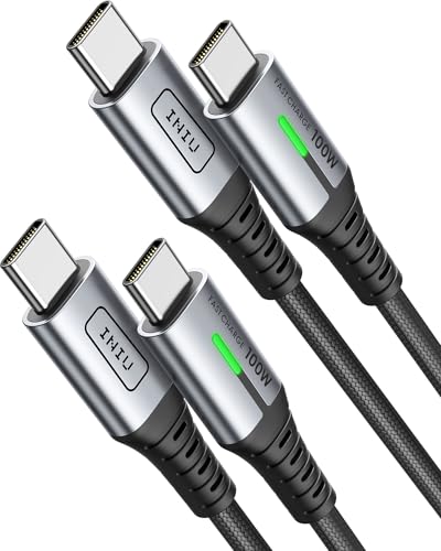 INIU Cabo USB C a USB C, 100 W [2 pack-2 m] cabo USB C carregamento rápido PD 5A QC 4.0 cabo tipo C nylon para iPhone 16 15 Pro MacBook Pro 2020 Samsung S22 Ultra iPad Air Pixel 7 Huawei Pixel 0 Steam