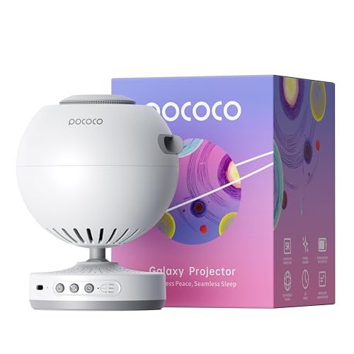 POCOCO Projetor estrelas, projetor galáxia, planetário doméstico para crianças e adultos; em quartos, interiores; para decoração, ajuda ao sono e relaxamento - inclui 2 discos