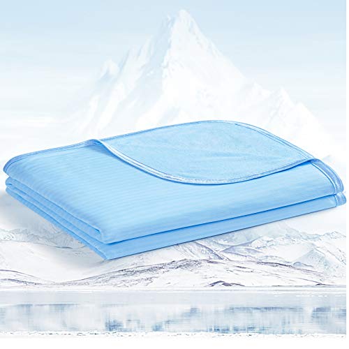 Avoalre 2 em 1 manta refrescante 150 × 200 cm manta verão de dupla face com fibra de bambu japonesa Q-MAX >0,5 respirável suave anti-estático alivia o suor e ajuda o sono para cama sofá, azul