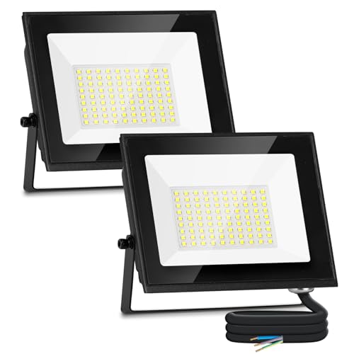 Aigostar Foco LED para exterior 50 w 4500 LM, projetor de holofote LED exterior impermeável IP65, 6500 K, branco frio para garagem, jardim, pátio, parque. 2 unidades