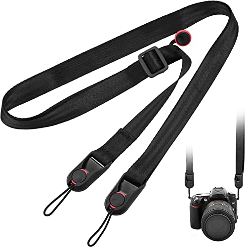 MINSHUXI Alça para câmara, alça de ombro para câmara Camera Strap Quick Release comprimento ajustável de 100 a 150 cm für Canon Nikon Sony DSLR, Preto, 150