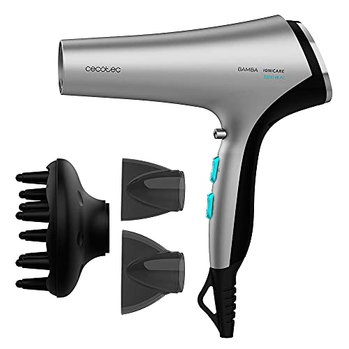 Cecotec Secador de cabelo Bamba Ionicare 5320 Flashlook Black. Potência de 2200 W, Íon real, 2 bicos, Difusor, Haircare, função de ar frio, 2,5 m cabo, 3 temperaturas, 2 velocidades