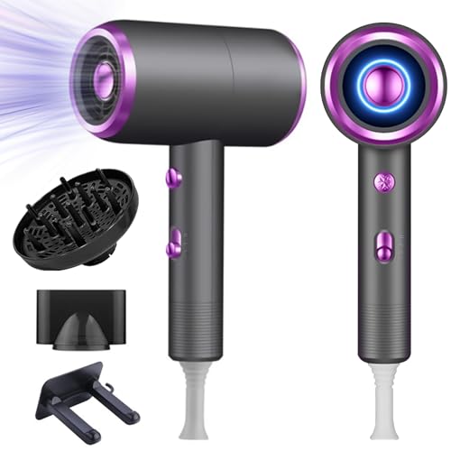 Bizcasa Secador de cabelo de iões de 1800 W, profissional secador de cabelo com botão frio / calor, 3 configurações de temperatura, salão Hair Dryer com difusor e de penteado, super silencioso