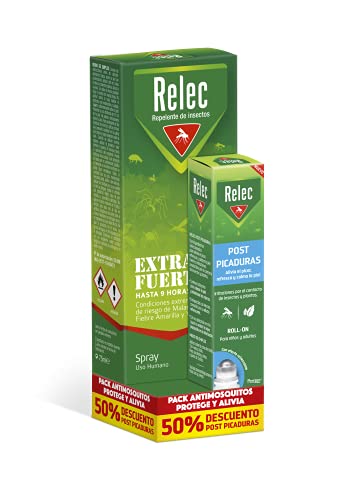 Relec Extra forte spray anti-mosquitos Roll-on Post-picadas eficaz contra o mosquito tigre, proteção contra as picadas de mosquitos em áreas tropicais e condições extremas