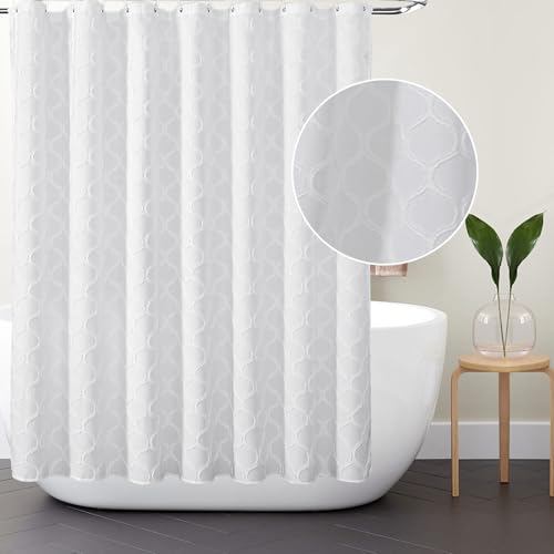 AIBIIN Cortina de duche boémia, branca de 180 x 180 cm, para casa de banho, banheira moderna, decoração de tecido durável, com 12 ganchos