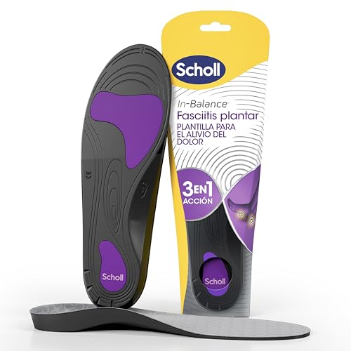 Scholl In-Balance Palmilhas ortopédicas para homem e mulher - palmilhas fascite plantar, dor no calcanhar e metatarsalgia, suporte de arco, pés planos e esporão calcâneo, tamanho L 42,5-45