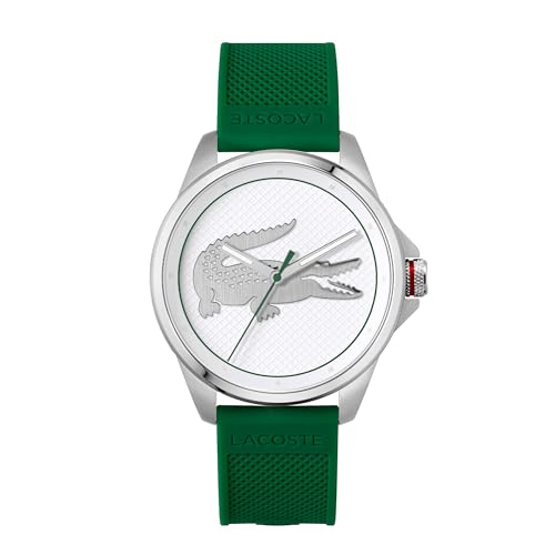 Lacoste Relógio analógico de quartzo para homem com correia em silicone verde - 2011157, Branco, tira