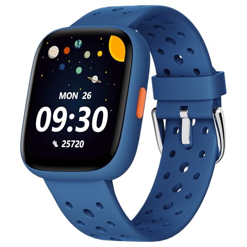 BIGGERFIVE Pulseira de atividade meninos meninas 5-16, 1,8" relógio inteligente podómetro, frequência cardíaca, monitor de sono, impermeável IP68, despertador, jogos de quebra-cabeças com / sem