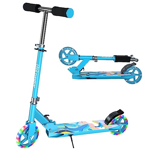 IMMEK Scooter para crianças de 2 rodas, skate dobrável para crianças, roda PU de flash LED, patinetes com altura ajustável, até 80 kg de peso máximo, adequado para meninas e meninos com mais de 4 anos