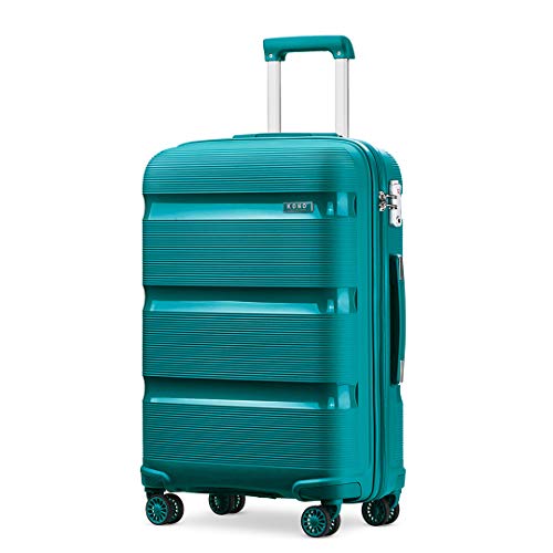 Kono Mala de viagem rígida 4 rodas Trolley 65 cm média, resistente e leve, fechadura TSA, fecho de correr YKK, Turquesa, Grande 76cm, Mala
