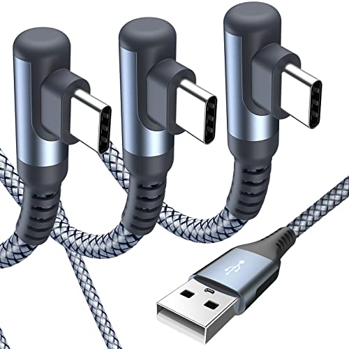 sweguard Cabo USB C de 90 graus, [3 Pack de 1 m3 m] Carregador de carregamento rápido 3,1 A, trançado de nylon cabo USB tipo C carregador para i Phone 16 15 Pro MAX, amsung S24/S23/S22/S21 Huawei