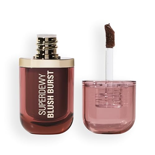Revolution Superdewy Liquid Blush Burst Rubor líquido de cobertura buildável para bochechas, fórmula de soro com péptidos e ácido hialurónico vegano, Caramel Cooler Bronze, 4,2 ml