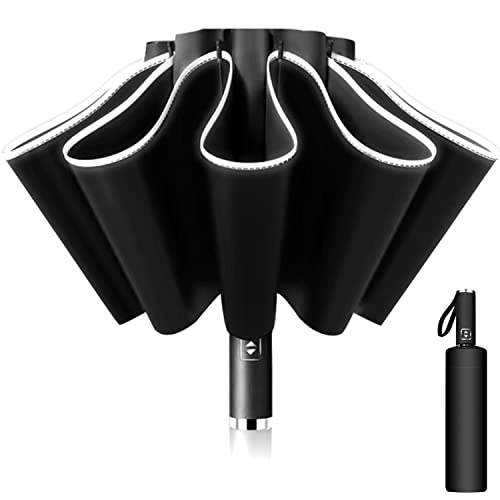 Guarda-chuva dobrável automático, guarda-chuva invertido, guarda-chuva dobrável anti-vento 10 hastes para homem mulher, diâmetro 105 cm