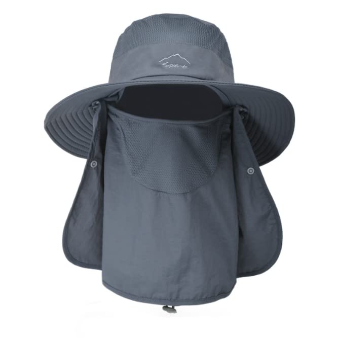 SZETOSY Chapéu de malha de aba larga com aba removível para o pescoço, proteção UV UPF 50, unissexo, para exteriores, ciclismo, pesca, caminhadas, canoagem, jardinagem