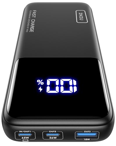 INIU Power Bank, 65 W 20000 mAh, bateria externa de carregamento rápido, carregador portátil USB C Input & Output para MacBook Pro Steam Deck iPhone 16 15 14 13 12 Pro Mini MAX Samsung S22 S21 iPhone