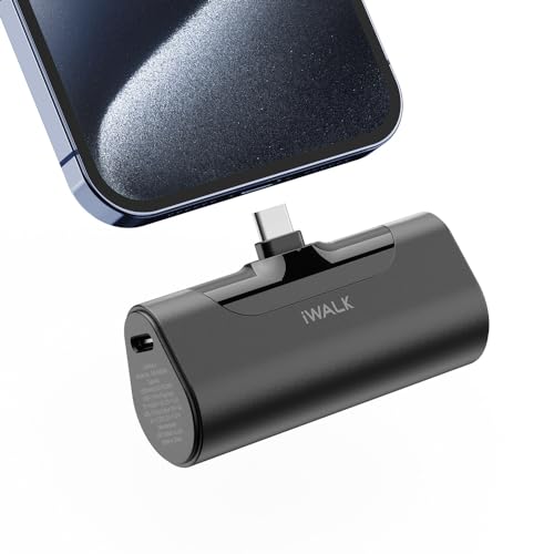 iWALK Powerbank USB-C 4500 mAh, Powerbank carregamento rápido de 20 W, pequeno carregador portátil compatível com iPhone série 16/15, Samsung Galaxy A25, Xiaomi Note 13, Frau, Mann, mulher, homem,