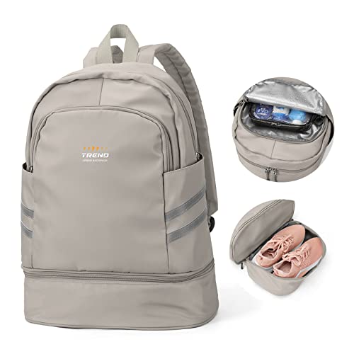 Mochila de ginásio para mulher com compartimento para sapatos, mochila grande de viagem para portátil, impermeável, casual, mochila escolar, mochila desportiva, bolsa de ginásio para natação, ioga
